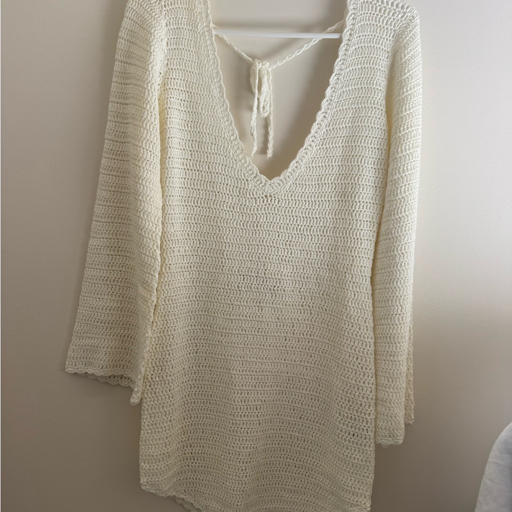 Beginning Boutique Cream Knit Swim Coverup
